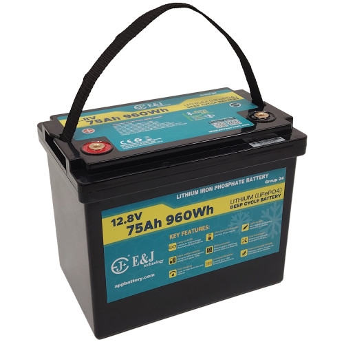 E&J Lithium batteri 12 volt 75Ah (Bluetooth + HEAT) 